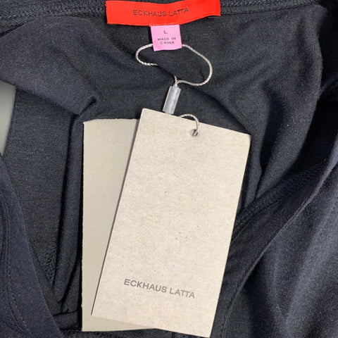 ECKHAUS LATTA Size L Cassius Nightfall Black Polyester Blend Buttoned Tank Top