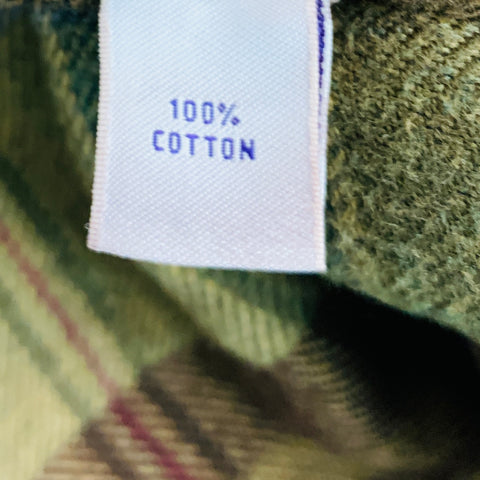 RALPH LAUREN Size XL Brown Green Plaid Cotton Elbow Patches Long Sleeve Shirt