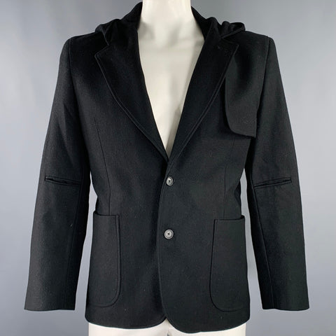 YOKO DEVEREAUX Size 44 Black Cashmere Hooded Jacket