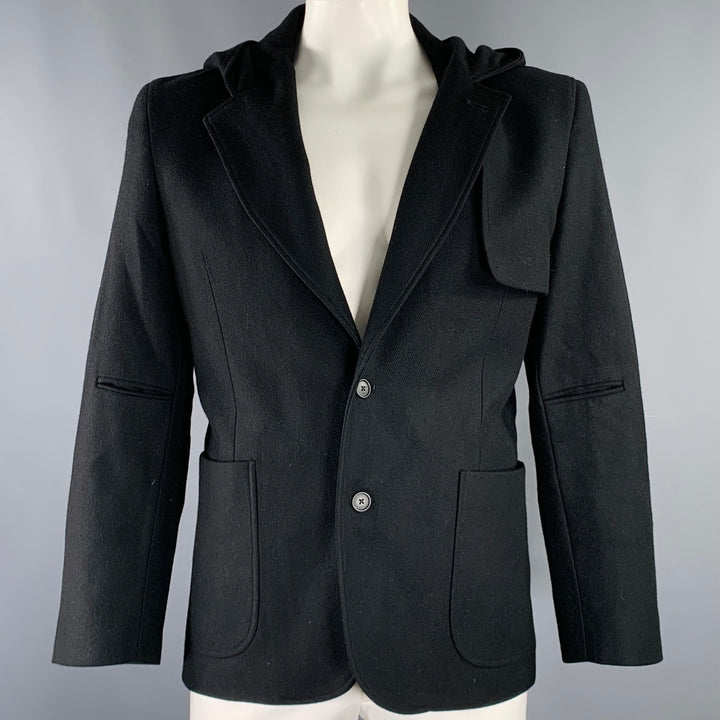 YOKO DEVEREAUX Size 44 Black Cashmere Hooded Jacket