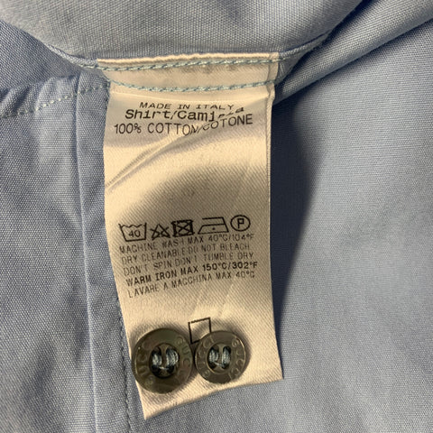 GUCCI Size S Blue Cotton Slim Fit Long Sleeve Shirt