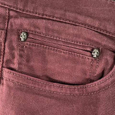 THE KOOPLES Size 32 Burgundy Cotton Blend Twill Fitted Slim Straight Jeans