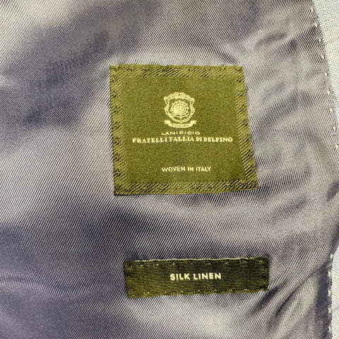 Veste sport ajustée en soie et lin à carreaux HUGO BOSS, taille 40, bleu et noir