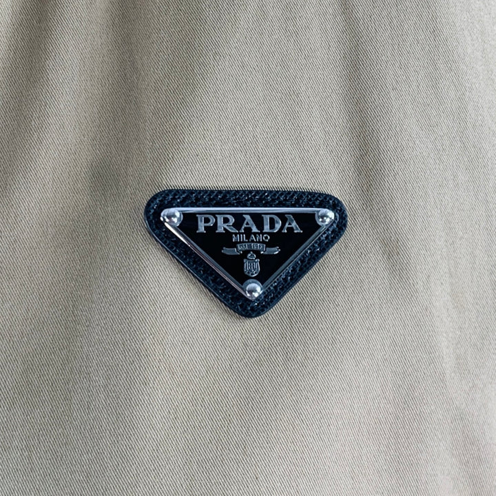 PRADA Size 2 Khaki Orange Cotton Blend Contrast Trim Crop Jacket