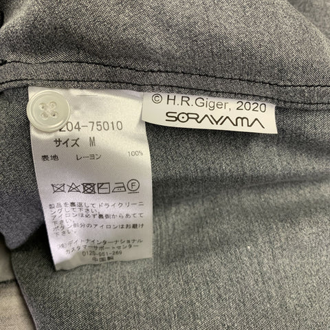 RICHARDSON SORAYAMA Size M Charcoal Print Viscose Camp Long Sleeve Shirt