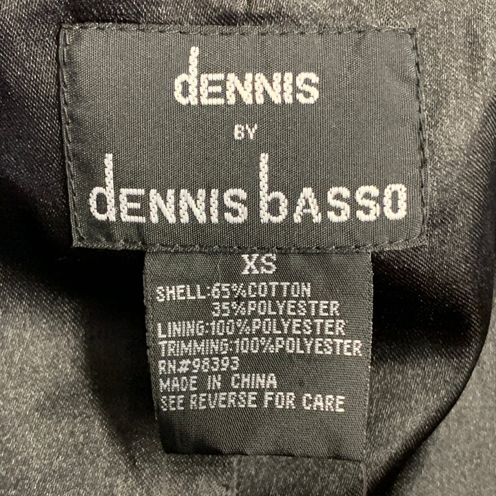 DENNIS BASSO Size XS Black White Cotton Blend Contrast Stitch Belted Coat