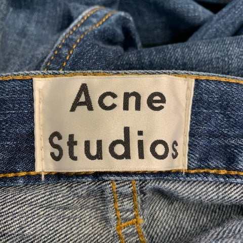ACNE STUDIOS Size 33 Town Vintage Blue Cotton Relaxed Tapered Button Fly Jeans