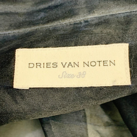 DRIES VAN NOTEN Size XS Black Beige Pink Sequined Silk Short Sleeve Shirt