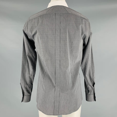 DOLCE & GABBANA Size M Black White Pinstripe Cotton Button Up Long Sleeve Shirt