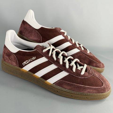 ADIDAS Size 12 Brown White Solid Leather Lace-Up Sneakers