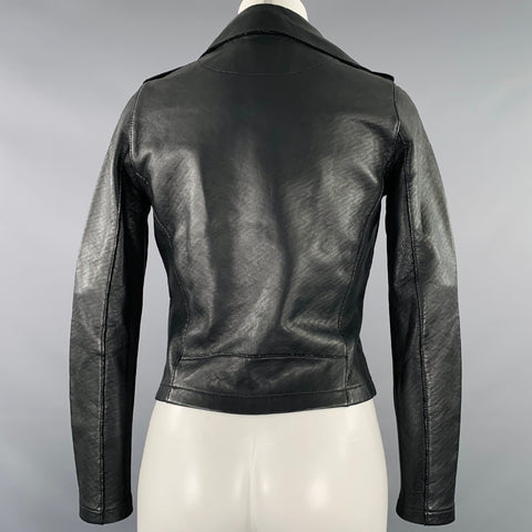 MAJE Size 0 Black Lambskin Leather Motorcycle Jacket