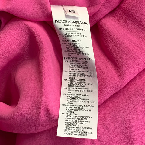 DOLCE & GABBANA Size 4 Pink Multi Color Silk Applique Belted Maxi Dress