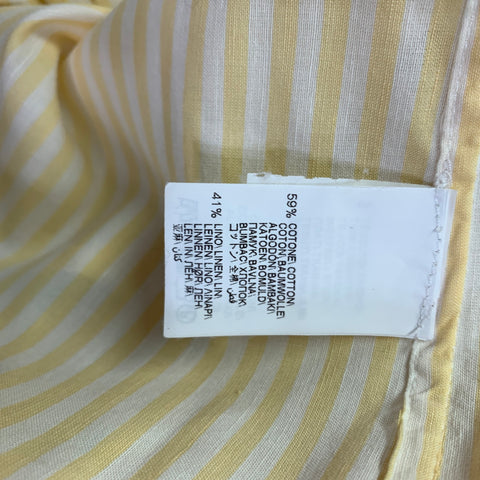 BRUNELLO CUCINELLI Size XXXL Yellow White Stripe Cotton Blend Long Sleeve Shirt