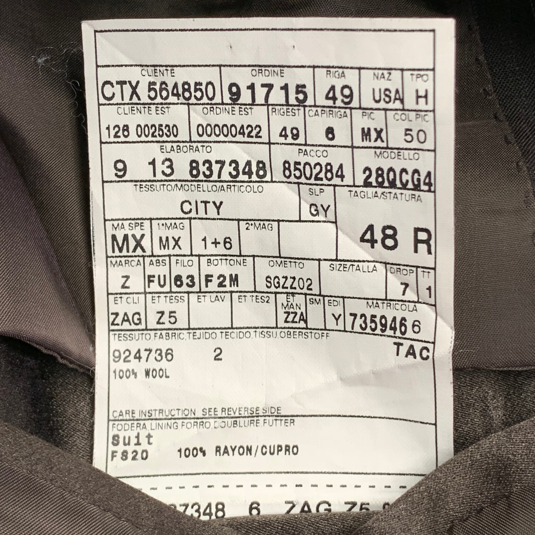 Z ZEGNA Size 38 Brown Blue Pinstripe Wool Single Breasted Notch Lapel Suit