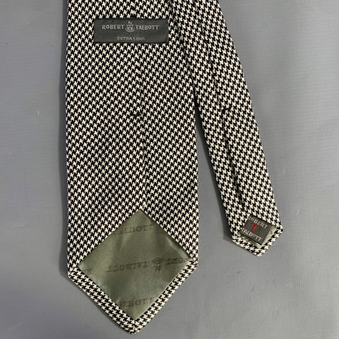 ROBERT TALBOTT White Black Houndstooth Silk Tie
