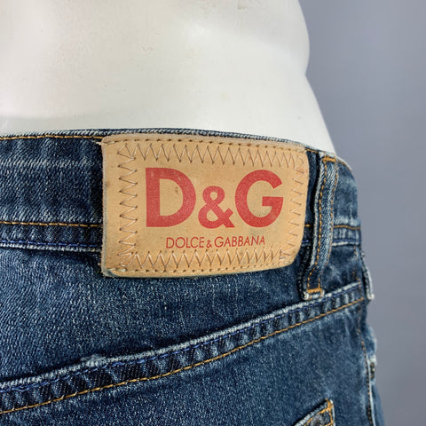 D&G by DOLCE & GABBANA Size 35 Blue Contrast Stitch Cotton Skinny Low Rise Jeans