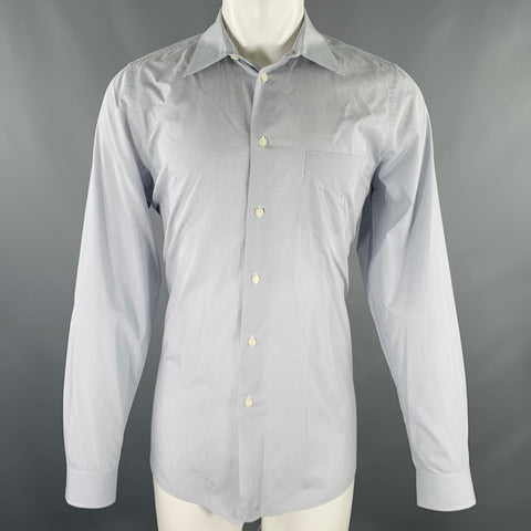 PAUL SMITH Chemise à manches longues boutonnée en coton à motifs blanc et bleu marine taille M