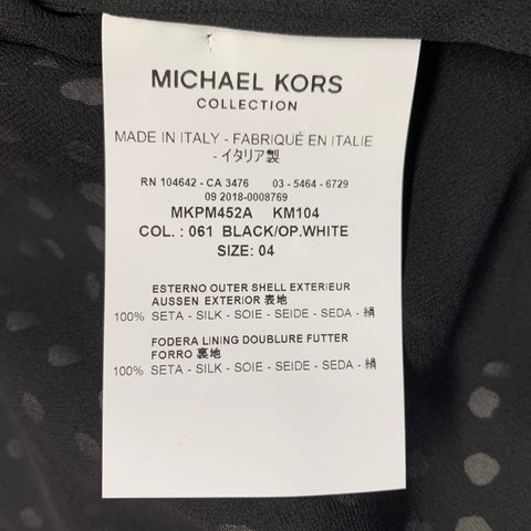 MICHAEL KORS COLLECTION Size 4 Black White Silk Polka Dot Bell Sleeves Dress