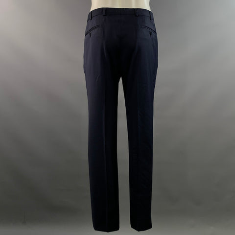 ISAIA Chest Size 36 Navy Solid Wool Notch Lapel 32 30 Suit