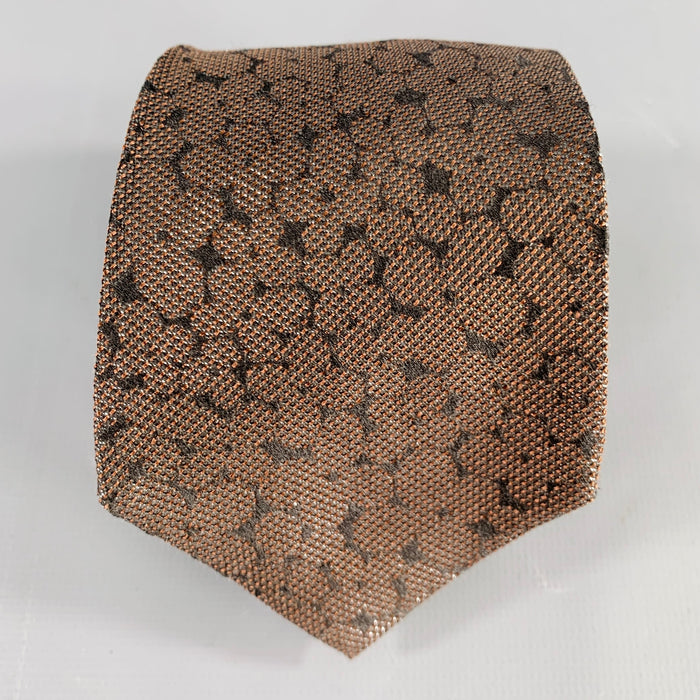 BOTTEGA VENETA Brown Silver Dots Silk Blend Tie
