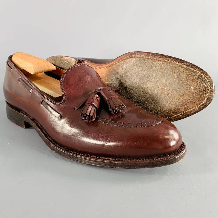 ALDEN Size 10 Burgundy Leather Tassels Loafers