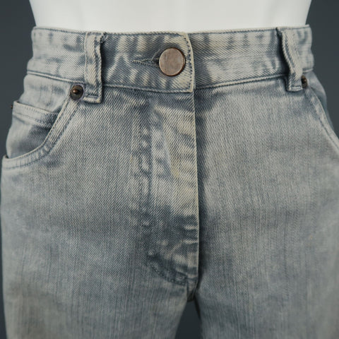 MAISON MARTIN MARGIELA Size 6 Light Grey Acid Wash Skinny Jeans