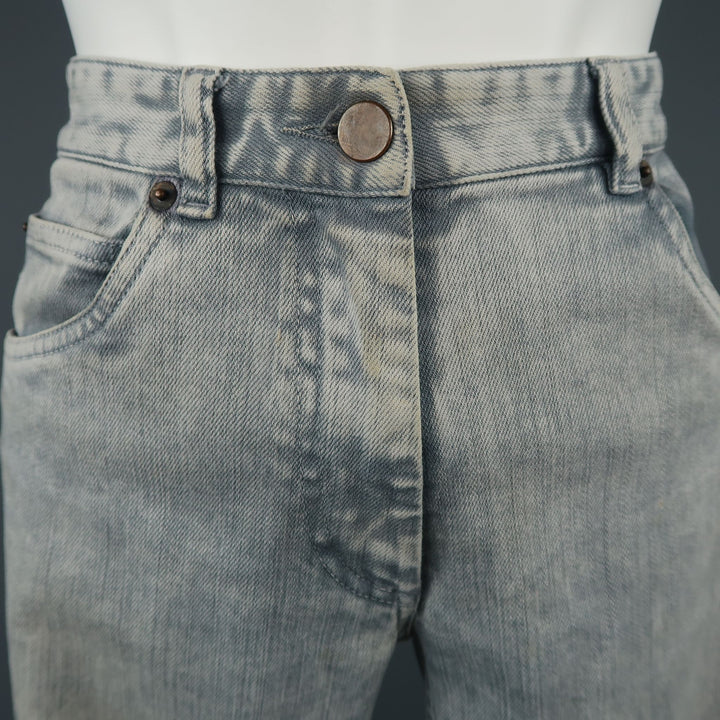 MAISON MARTIN MARGIELA Talla 6 Vaqueros pitillo con lavado ácido gris claro 