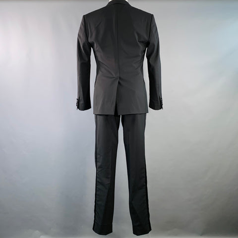 DOLCE & GABBANA Size 38 Black Wool Blend Peak Lapel Tuxedo