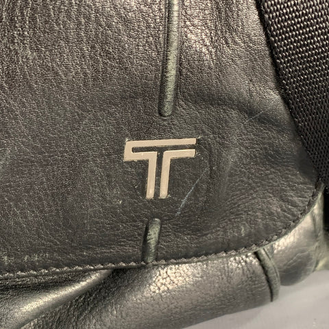 TUMI Black Leather Overnight Bag