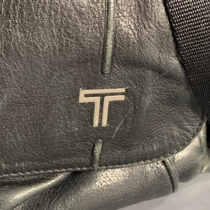 TUMI Black Leather Overnight Bag