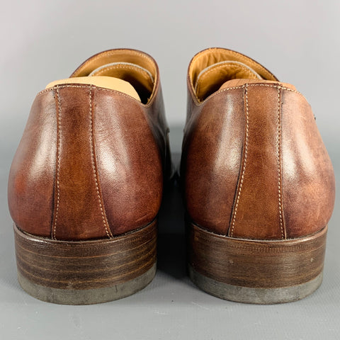 CALZOLERIA HARRIS Size 10.5 Brown Tan Two Toned Leather Monk Strap Loafers