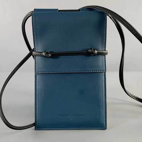 VON HOLZHAUSEN Navy Black Faux Leather Pouch Handbag