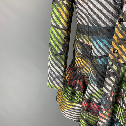 COMME des GARCONS HOMME PLUS Size M Multi-Color Stripe Wool Flared Coat