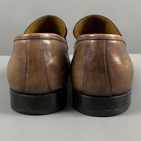 STEFANOBI Size 7.5 Taupe Leather Penny Loafers