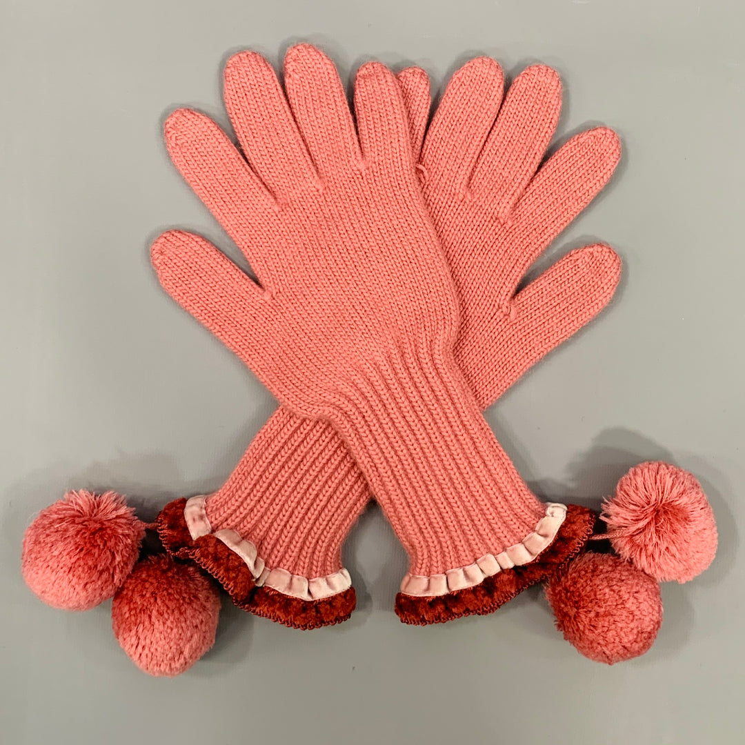 CHRISTIAN DIOR Size 4 Pink Cashmere Contrast Trim Turtleneck Cardigan Set