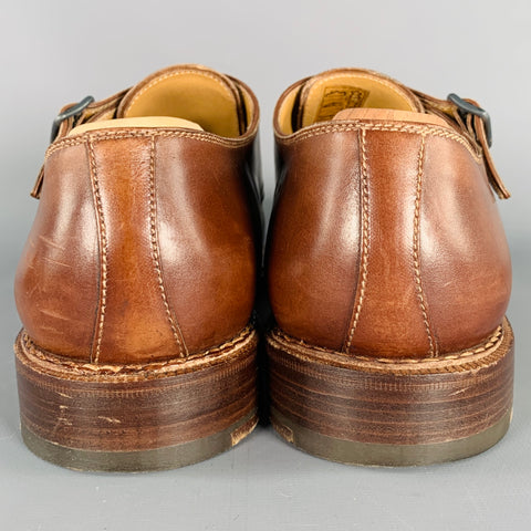 STEFANOBI Size 10 Brown Leather Double Monk Strap Loafers