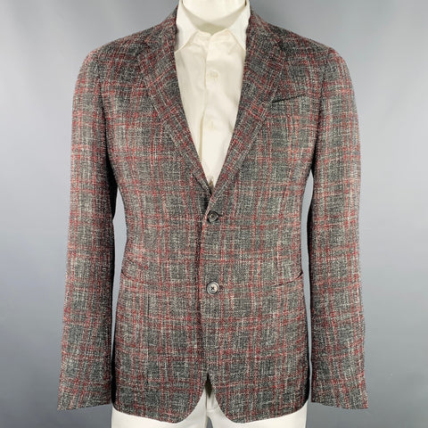 ERMENEGILDO ZEGNA Size 44 Grey Burgundy White Tweed Sport Coat
