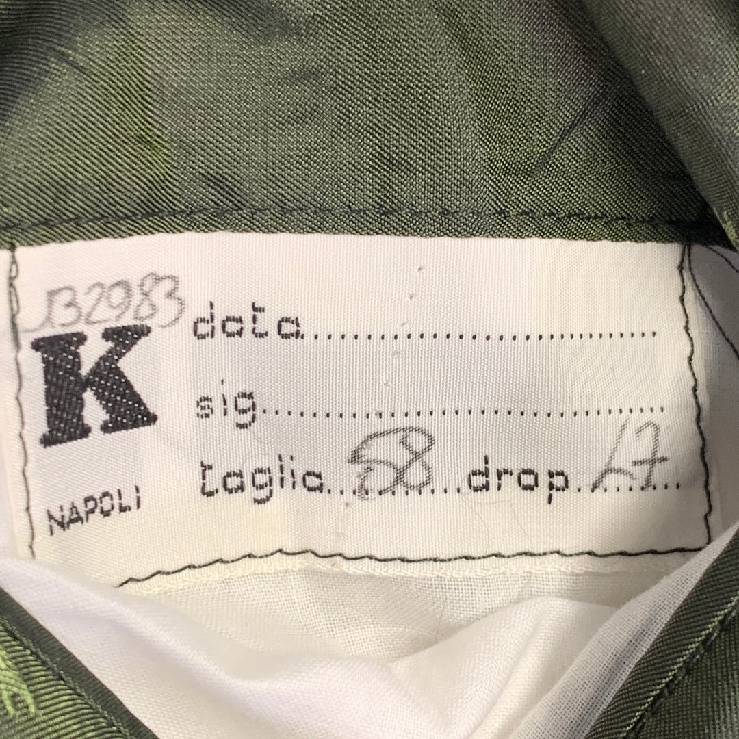 KITON Size 48 Regular Green Sage Houndstooth Cashmere Silk Notch Lapel Sport Coat