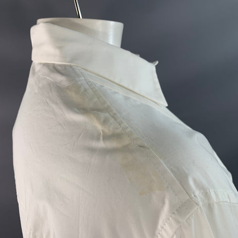 NILI LOTAN Size XL White Cotton Pleated Bib Tuxedo Long Sleeve Shirt