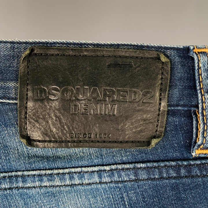 DSQUARED2 Size 28 Blue White Paint Splatter Slim Button Fly Jeans