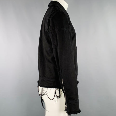 NAHMIAS Size XS Black Cotton Raw Edge Double Zipper Jacket