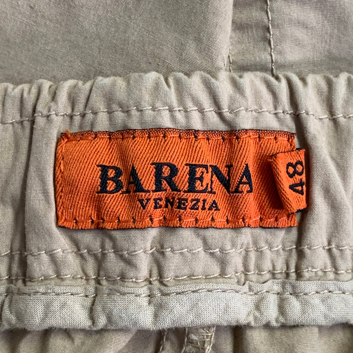 BARENA Size 32 Tan Cotton Blend Tapered Drawstring Casual Pants