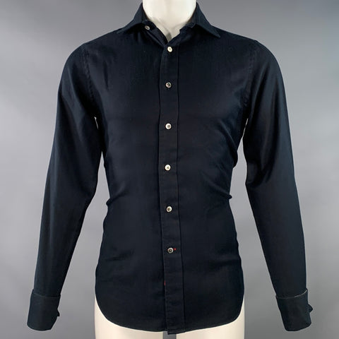 TAKUMI Size XS Black Red Cotton French Cuff Long Sleeve Shirt