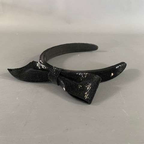 LOUIS VUITTON Black Sequined Grosgrain Ribbon Headband