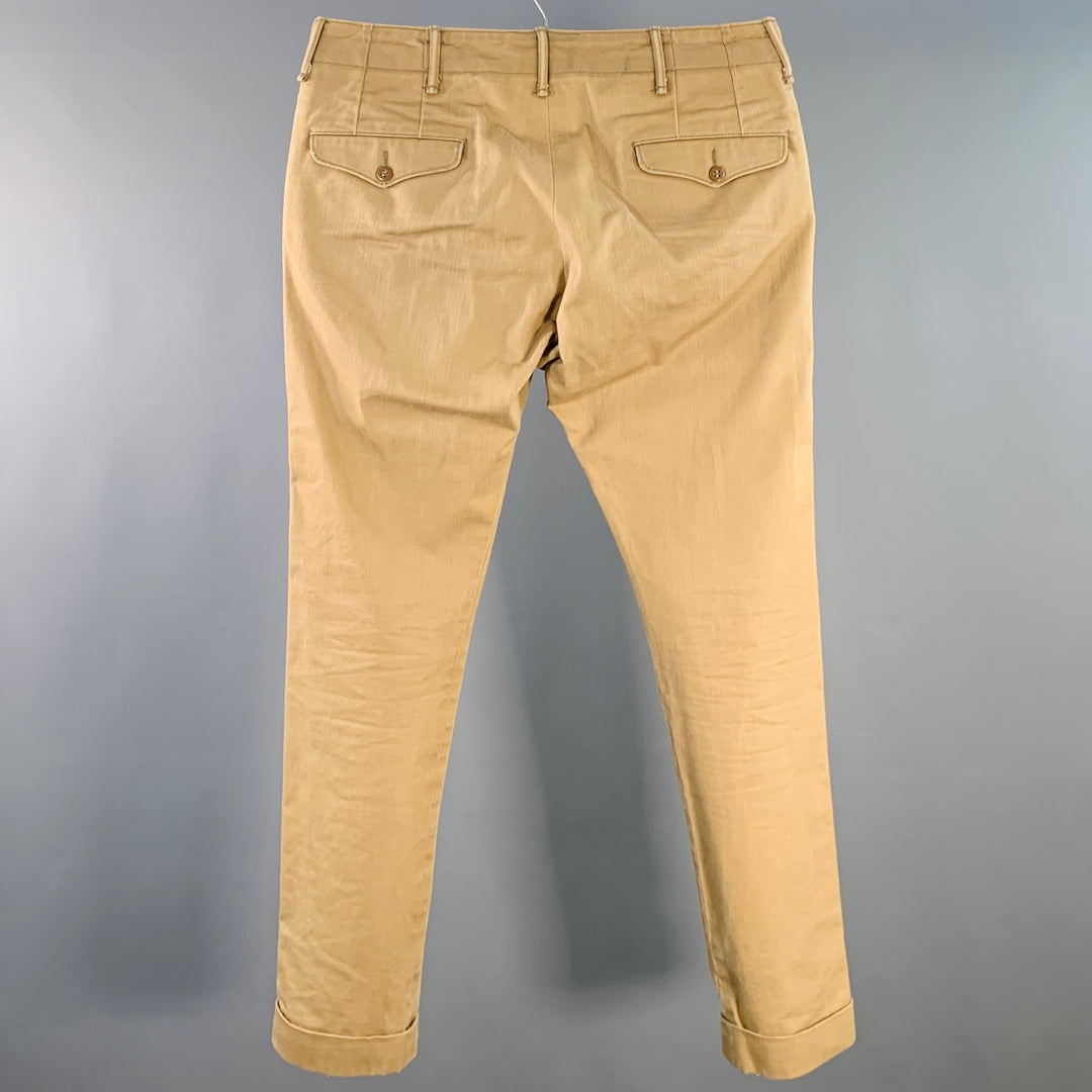 RRL by RALPH LAUREN Size 31 Khaki Cotton Cuffed Straight Button Fly Casual Pants