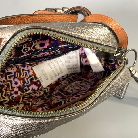 COACH Tan Gunmetal Pebble Grain Leather Shoulder Bag