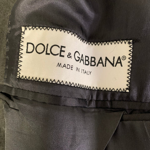 DOLCE & GABBANA Size 44 Grey Charcoal Textured Wool Notch Lapel Coat
