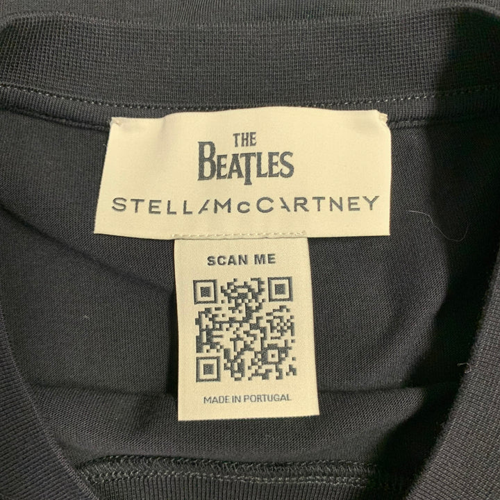STELLA McCARTNEY x THE BEATLES 2021 Size XS Get Back Black White Jersey Rock Print Crew Neck T-Shirt