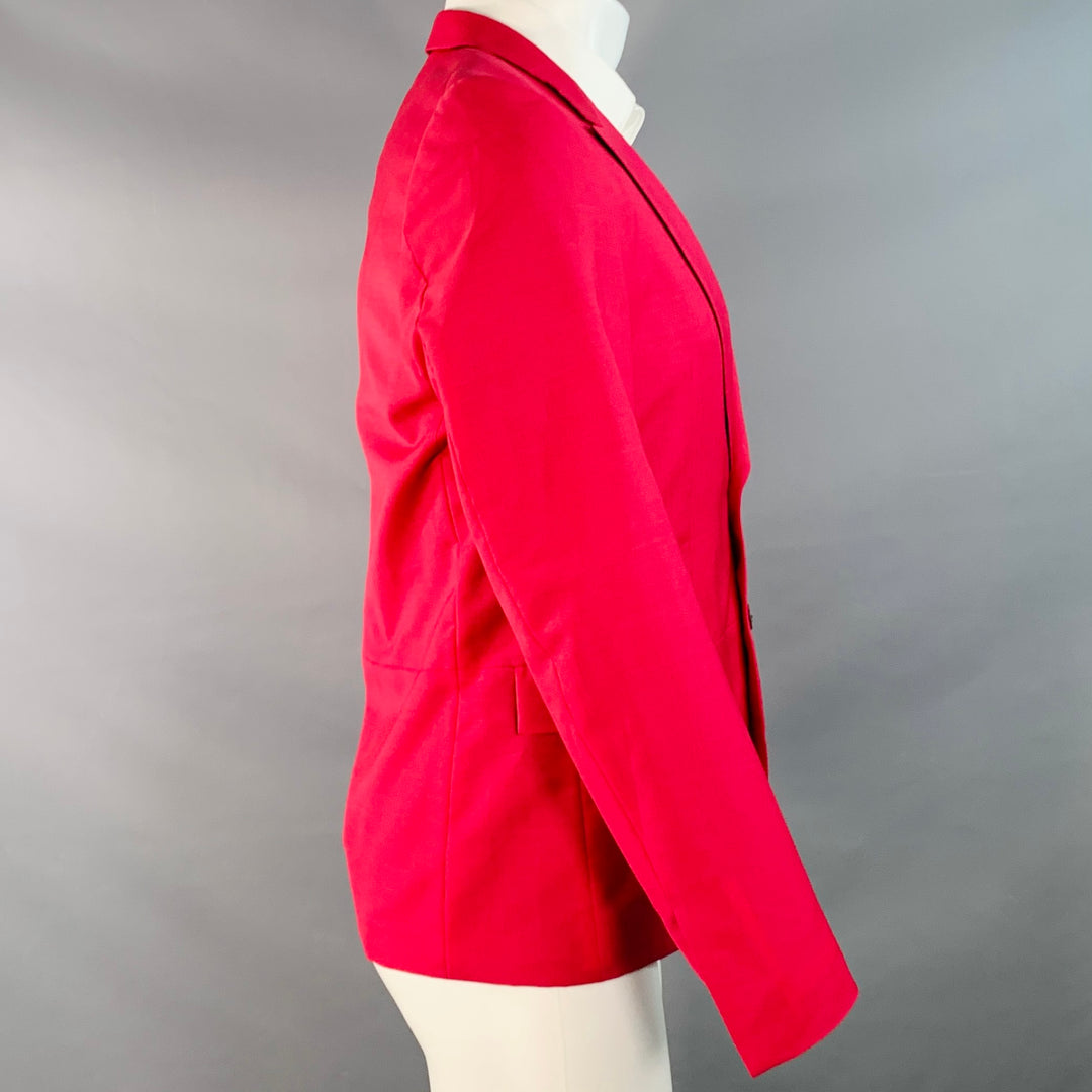 PAUL SMITH Size 38 Red Black Wool Mohair Peak Lapel Sport Coat