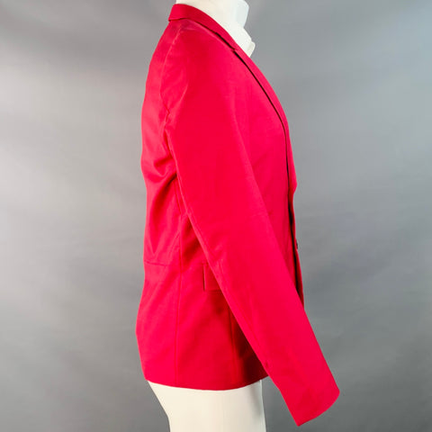 PAUL SMITH Blazer sport en laine et mohair rouge et noir à revers crantés, taille 38